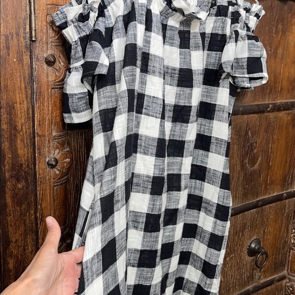 Corey Lynn Calter Off Shoulder Gingham Dress L | Anthropologie Linen Blend Dress - Picture 5 of 8